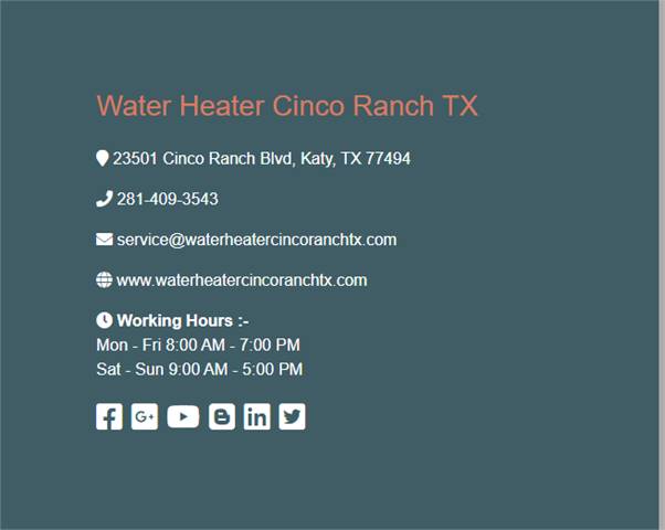 Water Heater Cinco Ranch TX